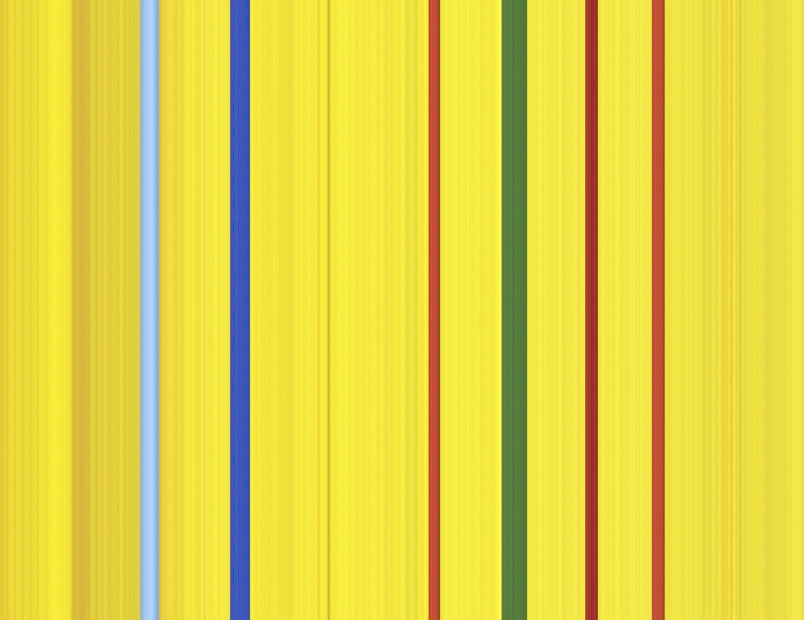Abstract composition of yellow, red, green, and blue colors on luminous metal by artist Maciek Peter Kozlowski.
