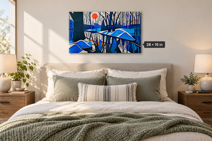 Alternate view of Orange Sunset on the Winter Flood Plain LTD Print by Maciek Peter Kozlowski