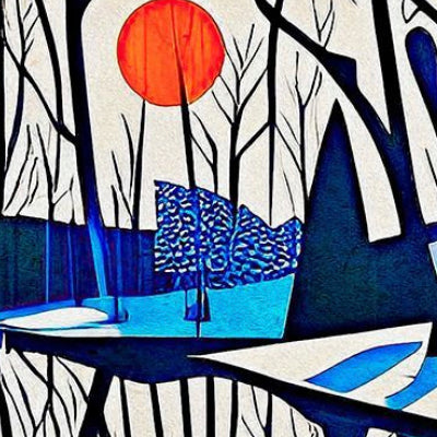 Alternate view of Orange Sunset on the Winter Flood Plain LTD Print by Maciek Peter Kozlowski