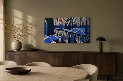 Alternate view of Orange Sunset on the Winter Flood Plain LTD Print by Maciek Peter Kozlowski