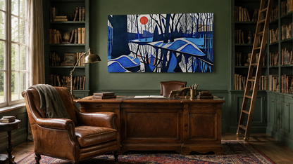 Alternate view of Orange Sunset on the Winter Flood Plain LTD Print by Maciek Peter Kozlowski