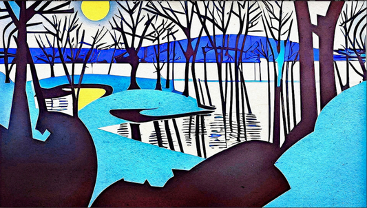 Yellow Sun On the River Flood Plain Original